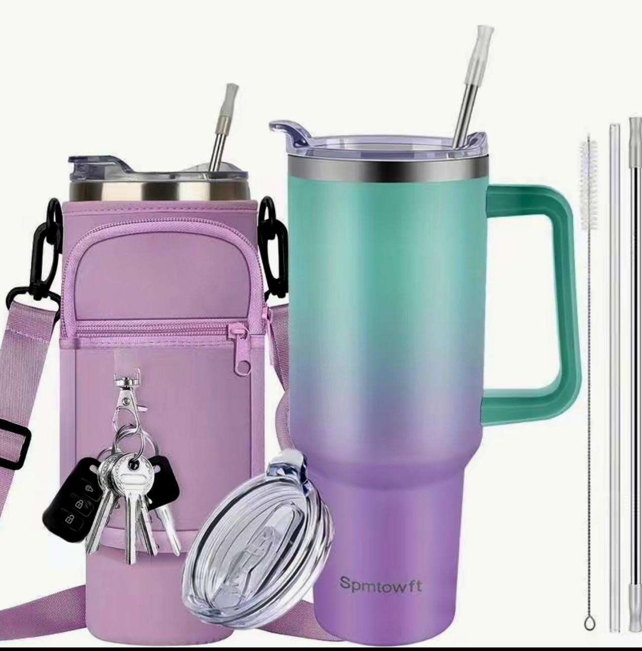 Portable Water Bottle with Straw & Handle