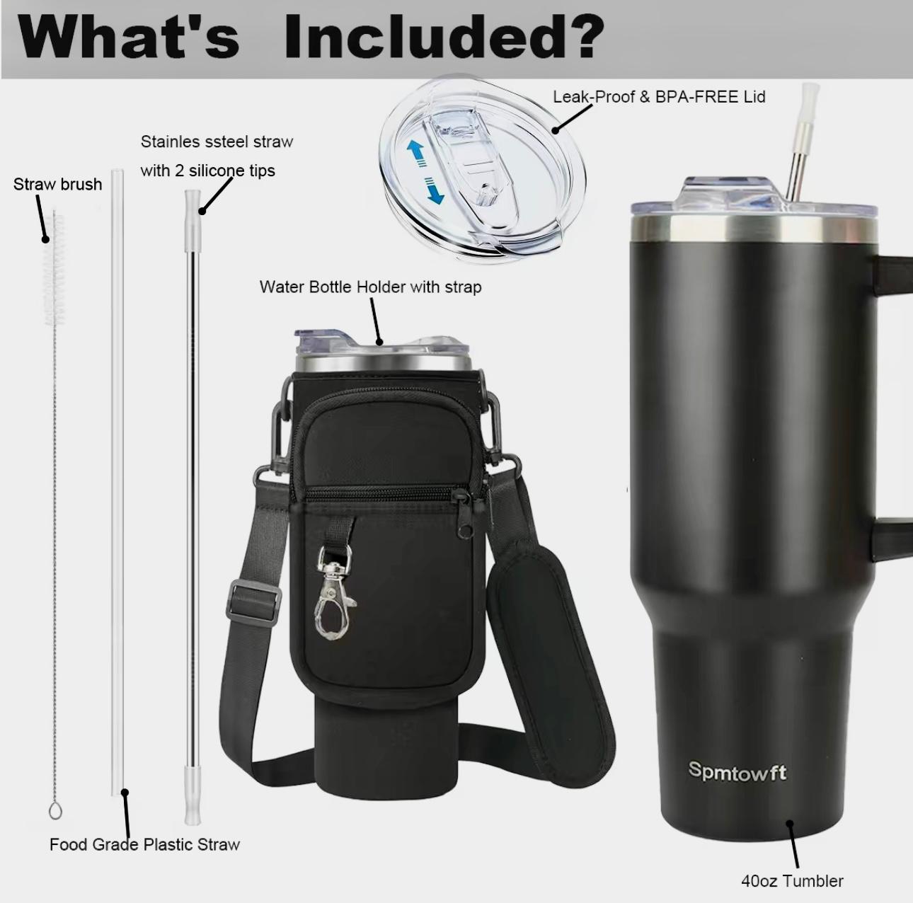 Portable Water Bottle with Straw & Handle