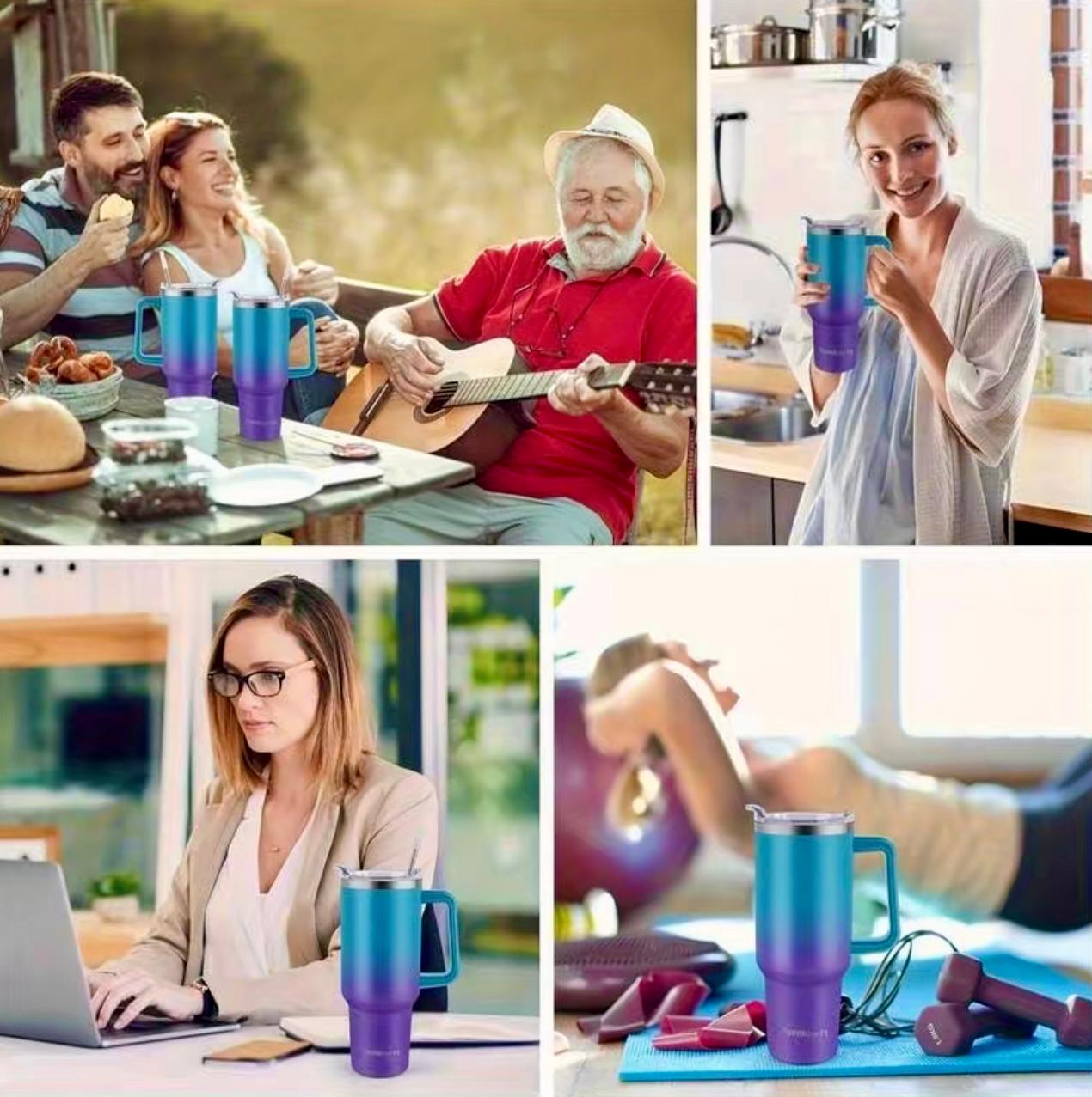 Portable Water Bottle with Straw & Handle
