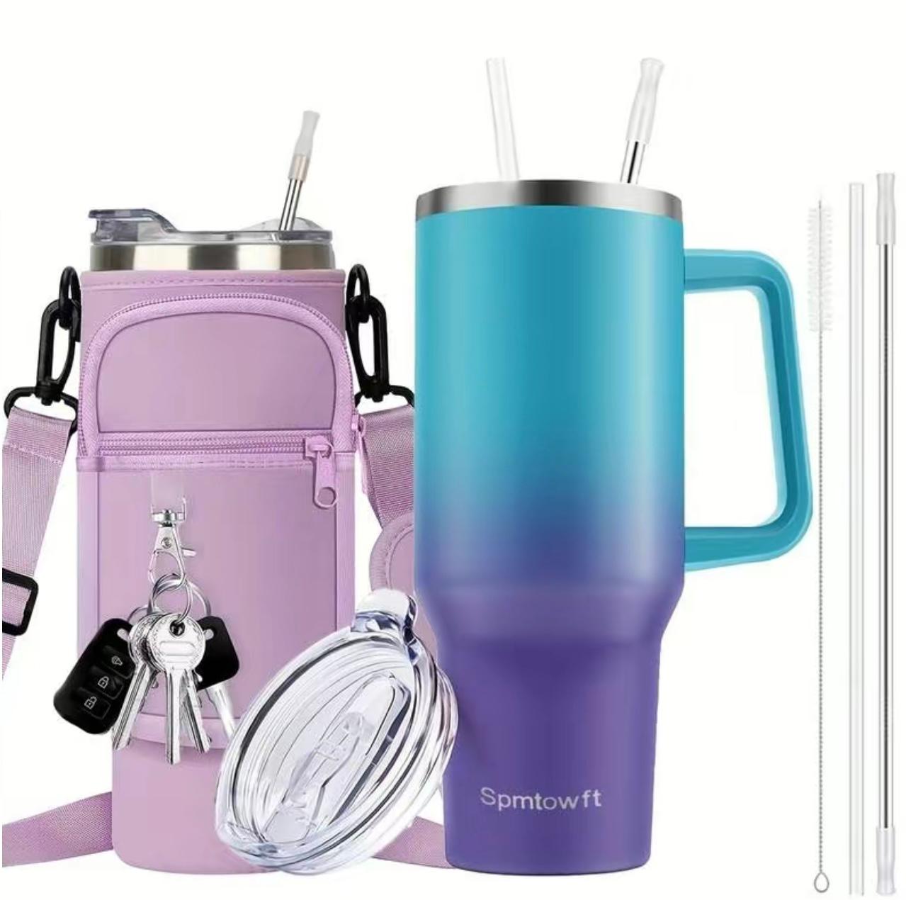 Portable Water Bottle with Straw & Handle