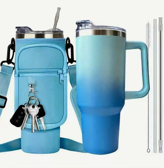 Portable Water Bottle with Straw & Handle