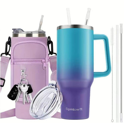Portable Water Bottle with Straw & Handle